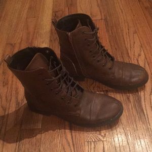 Brown combat boots